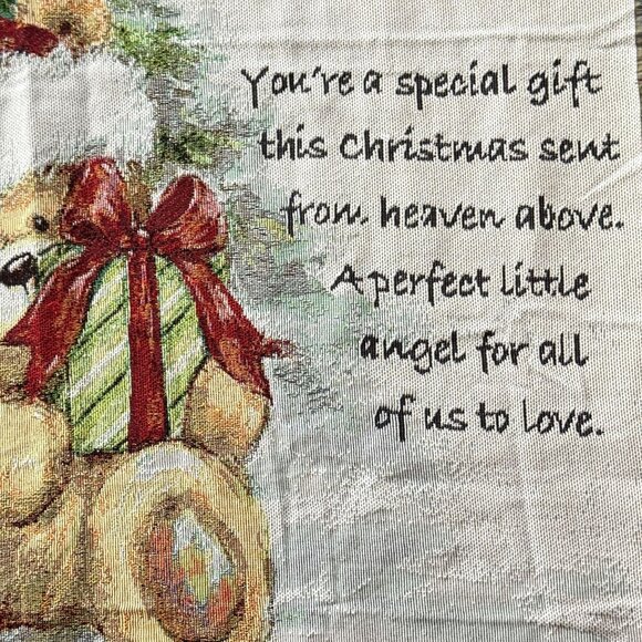 Babys 1st Christmas Throw Blanket 50 X 36 Collections Etc. Woven Teddy Bear - Picture 7 of 11